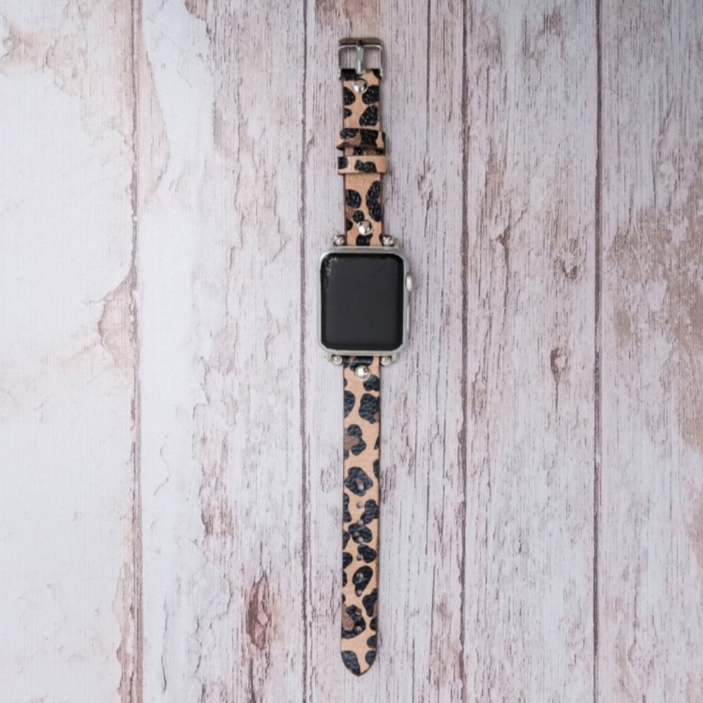 Premium Leather Apple Watch Band Straps Leopard - Picture 3 of 4